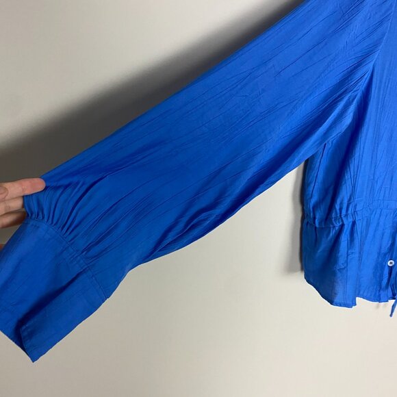 Lulus Cute Composure Cobalt Blue Textured Tie-Front Long Sleeve Top - Picture 5 of 9